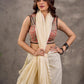 Cream and Rust Cotton Printed Sleeveless Blouse with Black Lace Detail