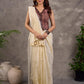 Dark Brown Kalamkari Printed Sleeveless Blouse with Mirror Lace Embellishment and V Neck