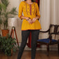 Delicate embroidered mustard cotton Top