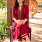 Festive maroon rayon kurta adorned with intricate hand embroidery detailing-pant optional