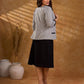 Tailored Grey White Ikat Cotton Cropped Jacket with Front Pockets and Black Border Detail
