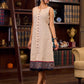 Elegant Beige Sleeveless Dress with Traditional Ajrakh Details - Jacket Optional