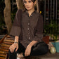 Luxe Ajrakh Lines and Dotted Black Cotton Shirt