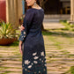 Stunning bottle green kurta adorned with a cream lotus midnight-inspired print.