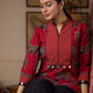 Luxe Maroon Ajrakh Animal Motif Top with Maroon Line Yoke and Silver Embellishments