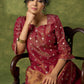 Beautiful Rust Self-Embellished Tissue Kurta - Pant Optional