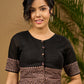 Trendy combination of black cotton ajrakh blouse