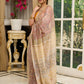 Pure Chanderi hand block printed saree in pastel floral poetry