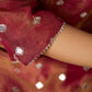 Beautiful Rust Self-Embellished Tissue Kurta - Pant Optional