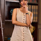 Elegant Beige Sleeveless Dress with Traditional Ajrakh Details - Jacket Optional