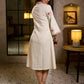 Radiant Ivory Floral Hand Block Printed Dress with Geometric Collar & Cuff