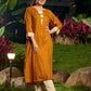 Mustard Bandhani Printed Viscose Kurta with Delicate Hakoba Accents