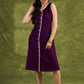 Purple Rayon Buttoned Dress. Chic Purple Dress With Lace Accents And Button Detailing