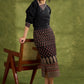 Black Cotton Top With Asymmetric Neck And Puffed Sleeves - Skirt Optional