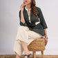 Teal Cotton Designer Top with Front Button Placket and Side Waist Tabs