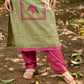 Radiant Mint Green Cotton Kurta with Minimal Floral Hand Block Motifs and Magenta Detailing