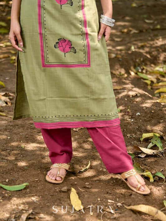 Deep Magenta Cotton Pencil Pants