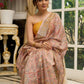 Pure Chanderi hand block printed saree in pastel floral poetry