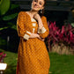 Mustard Bandhani Printed Viscose Kurta with Delicate Hakoba Accents