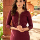 Beautiful hand embroidery Rich dark brown rayon kurta -palazzo optional