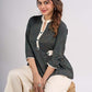 Teal Cotton Designer Top with Front Button Placket and Side Waist Tabs