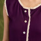 Purple Rayon Buttoned Dress. Chic Purple Dress With Lace Accents And Button Detailing