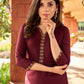 Beautiful hand embroidery Rich dark brown rayon kurta -palazzo optional