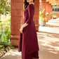 Beautiful hand embroidery Rich dark brown rayon kurta -palazzo optional