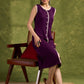 Purple Rayon Buttoned Dress. Chic Purple Dress With Lace Accents And Button Detailing