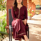 Beautiful hand embroidery Rich dark brown rayon kurta -palazzo optional