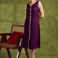 Purple Rayon Buttoned Dress. Chic Purple Dress With Lace Accents And Button Detailing