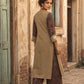 Elegant Beige Kurta with Ajrakh Print Yoke & Paisley Embroidery