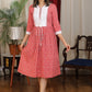 Sweet pink cotton printed dress with pearl details