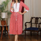 Sweet pink cotton printed dress with pearl details