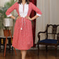 Sweet pink cotton printed dress with pearl details