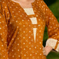 Mustard Bandhani Printed Viscose Kurta with Delicate Hakoba Accents
