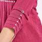 Wine Cotton Top with Pintuck Detail and Pearl Accents