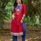 Heritage Maroon Cotton Kurta with Traditional Temple Hand Block Print