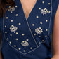 Graceful-Navy-Blue-Cotton-Sleeveless-Kurta-With-Beautiful-Floral-Embroidery-On-The-Yoke--Pant-Optional