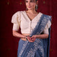 Smokey Grey Chanderi Saree with All-Over Butta Work & Exquisite Scalloped Embroidery