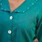 Peacock Green Cotton Shirt Featuring Bold Statement Collar