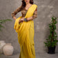 Earthy Beige Kalamkari Printed 3/4th Sleeve Blouse with Scalloped V Neckline