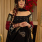Black cotton silk & brocade lehenga paired with a sculpted corset style choli featuring intricate stonework on sleeves .