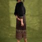Black Cotton Top With Asymmetric Neck And Puffed Sleeves - Skirt Optional