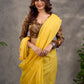 Earthy Beige Kalamkari Printed 3/4th Sleeve Blouse with Scalloped V Neckline