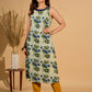 Tranquil Blue Mul Cotton Printed Kurta with Elegant Halter Neck