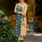 Green and beige digital-printed Angarkha Style kurta.
