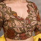 Earthy Beige Kalamkari Printed 3/4th Sleeve Blouse with Scalloped V Neckline
