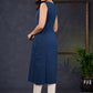 Graceful-Navy-Blue-Cotton-Sleeveless-Kurta-With-Beautiful-Floral-Embroidery-On-The-Yoke--Pant-Optional