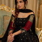 Black cotton silk & brocade lehenga paired with a sculpted corset style choli featuring intricate stonework on sleeves .
